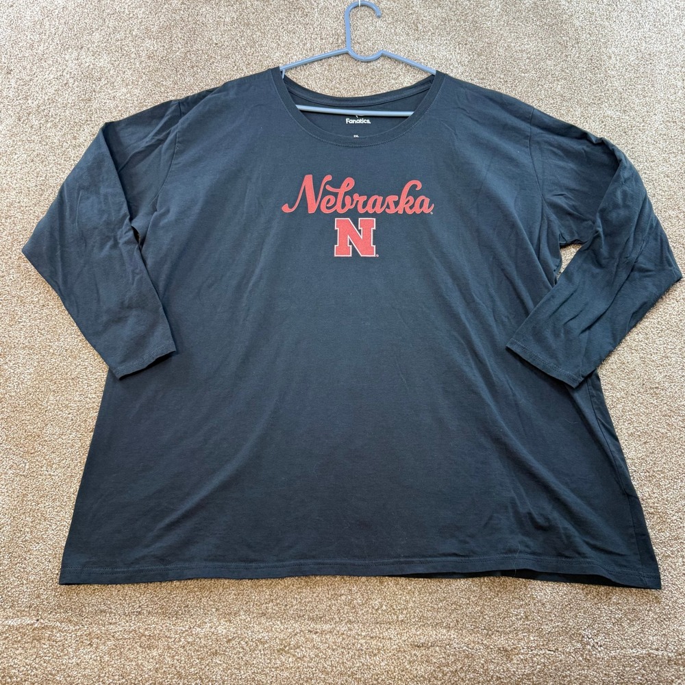 Fanatics Nebraska Husker Women 2XL Black Long Sleeve T-Shirt XXL NCAA Huskers